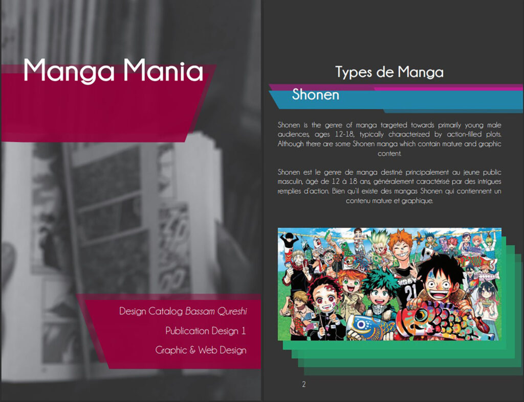 Manga catalog made in Publication Design