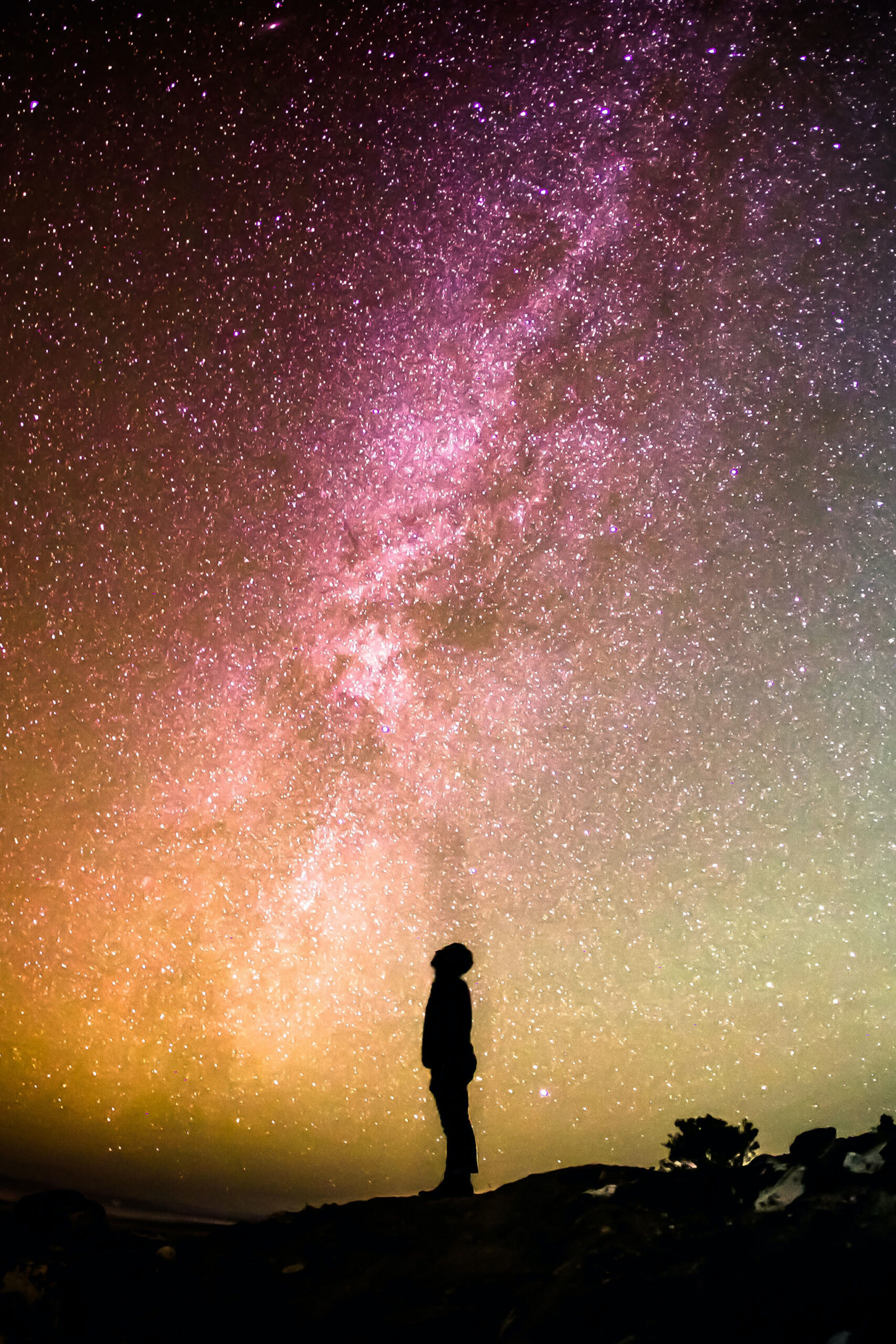 man looking at stars