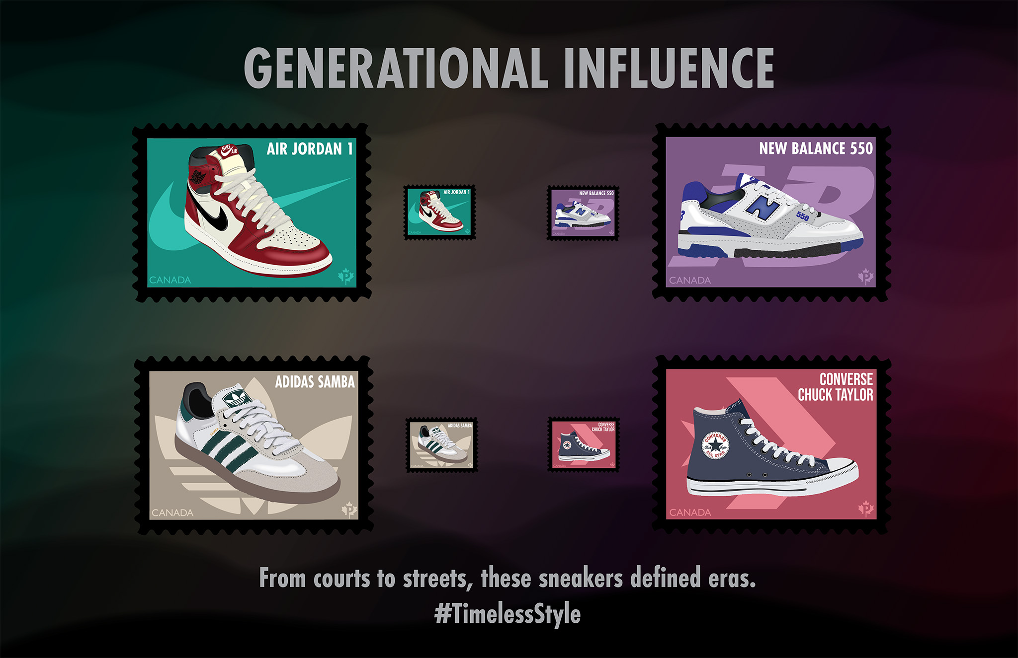 sneaker stamps original illustration